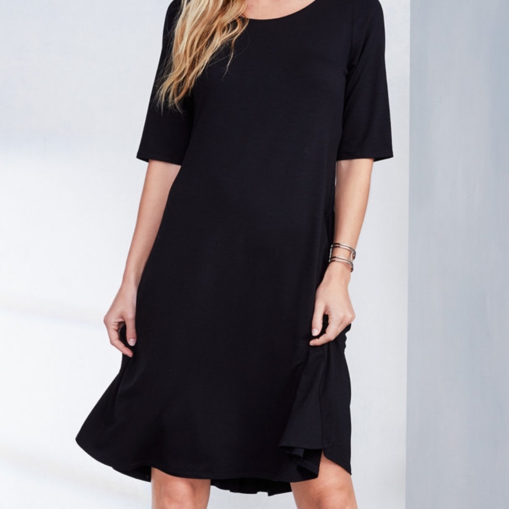 Eileen Fisher Black TENCEL Flare Dress